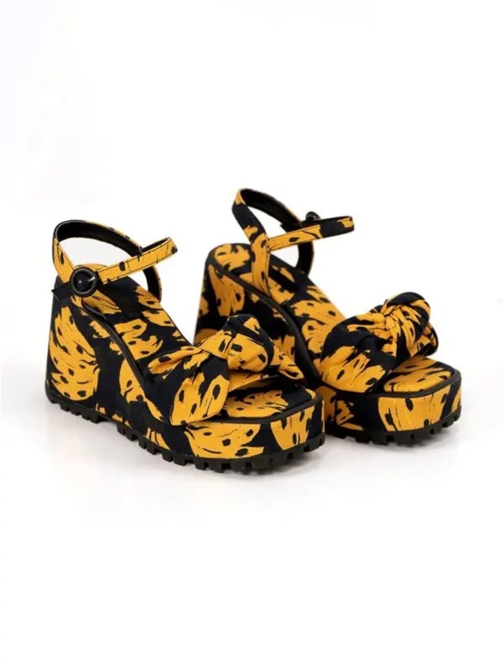 Farm Rio Caramel Bananas Knotted Platform Sandals